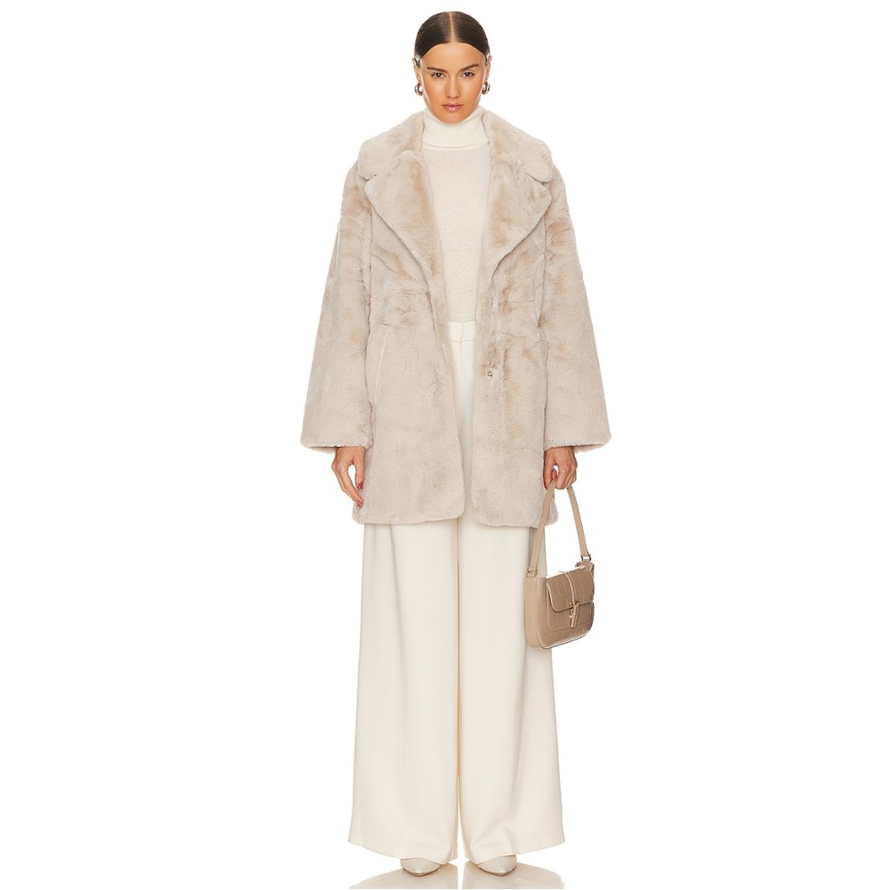 LAMARQUE Linnea Fur Coat in Oat - Revolve